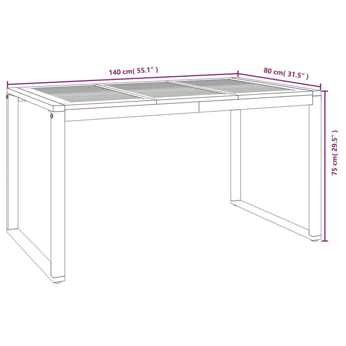 Masă grădină picioare formă de U 140x80x75 cm lemn masiv acacia - WALTI WALTI