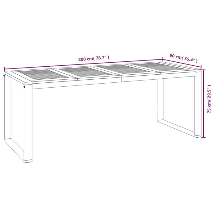 Masă grădină picioare formă de U 200x90x75 cm lemn masiv acacia - WALTI WALTI