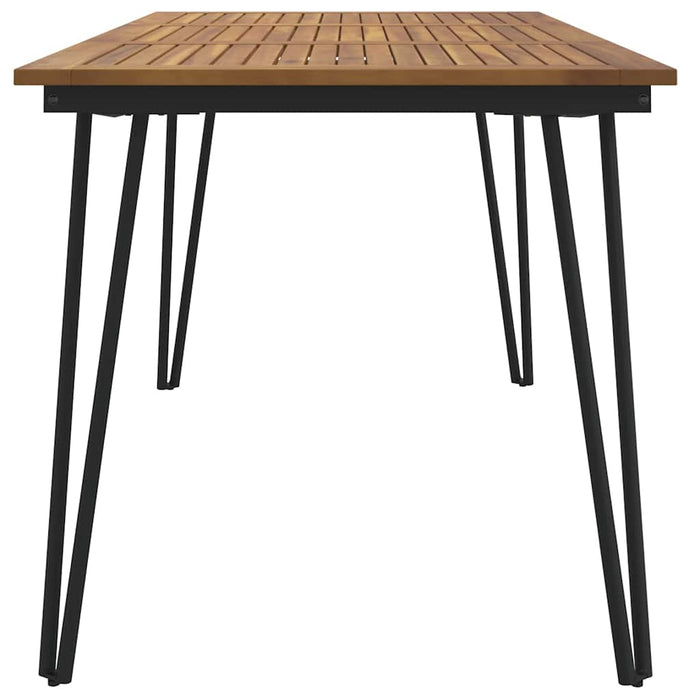 Masă grădină picioare formă ac de păr 140x80x75 cm, lemn acacia WALTI