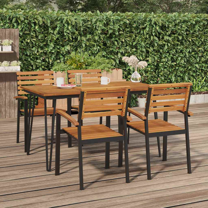 Masă grădină picioare formă ac de păr 140x80x75 cm, lemn acacia WALTI