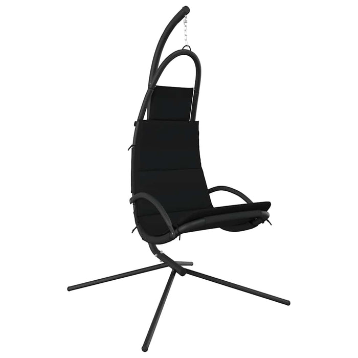 Scaun balansoar grădină cu pernă, negru, textil oxford și oțel - WALTI WALTI