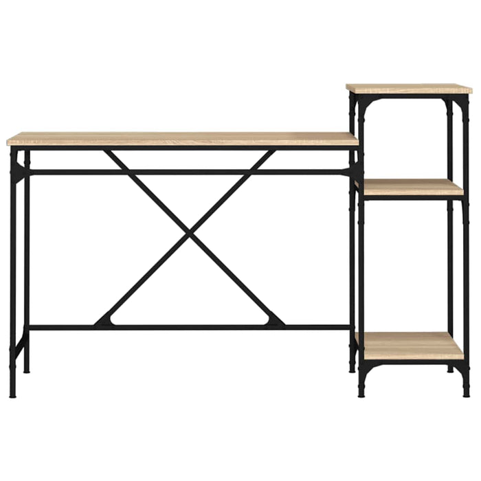 Birou cu rafturi, stejar sonoma 135x50x90 cm lemn compozit/fier - WALTI WALTI