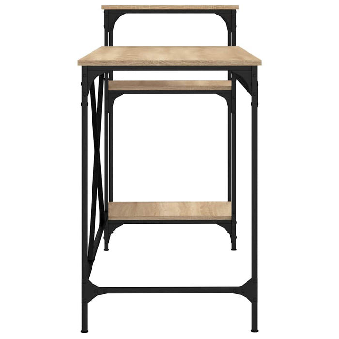 Birou cu rafturi, stejar sonoma 135x50x90 cm lemn compozit/fier - WALTI WALTI