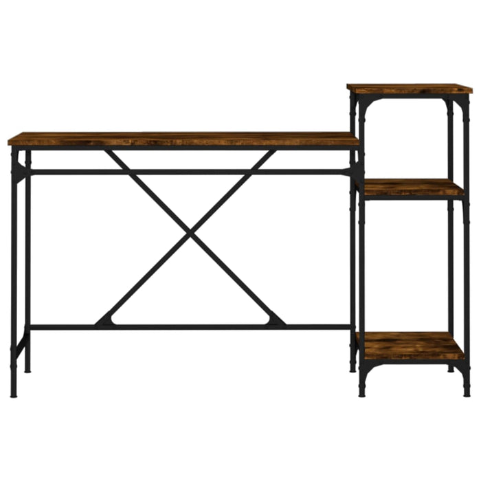 Birou cu rafturi stejar fumuriu 135x50x90 cm lemn compozit/fier - WALTI WALTI