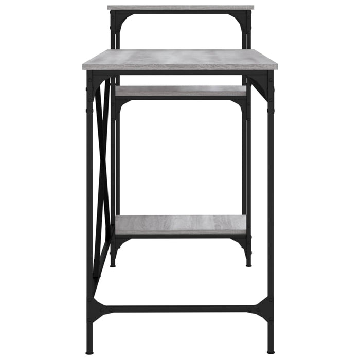 Birou cu rafturi, gri sonoma, 135x50x90 cm, lemn compozit/fier - WALTI WALTI