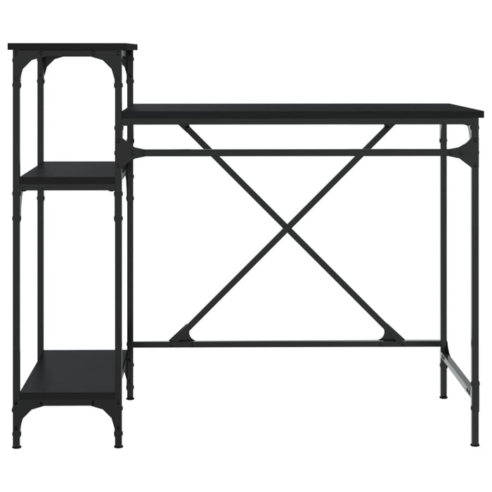 Birou cu rafturi, negru, 105x50x90 cm, lemn compozit și fier - WALTI WALTI