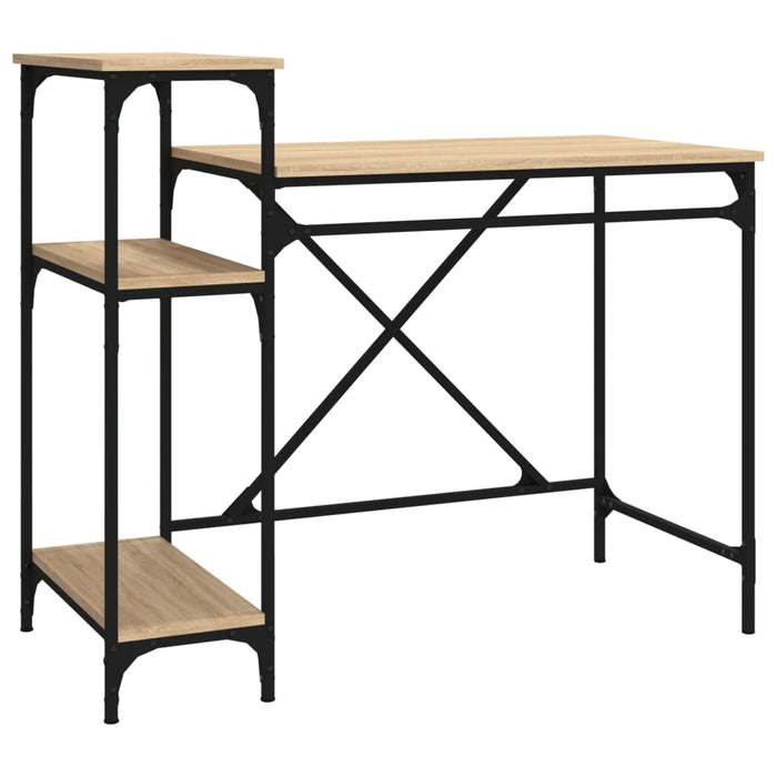 Birou cu rafturi, stejar sonoma 105x50x90 cm lemn compozit/fier - WALTI WALTI