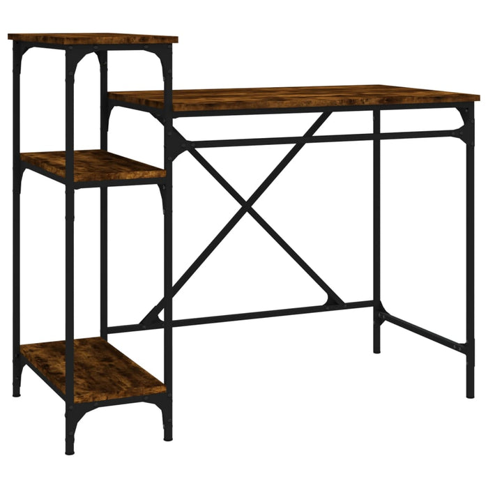 Birou cu rafturi stejar fumuriu 105x50x90 cm lemn compozit/fier - WALTI WALTI