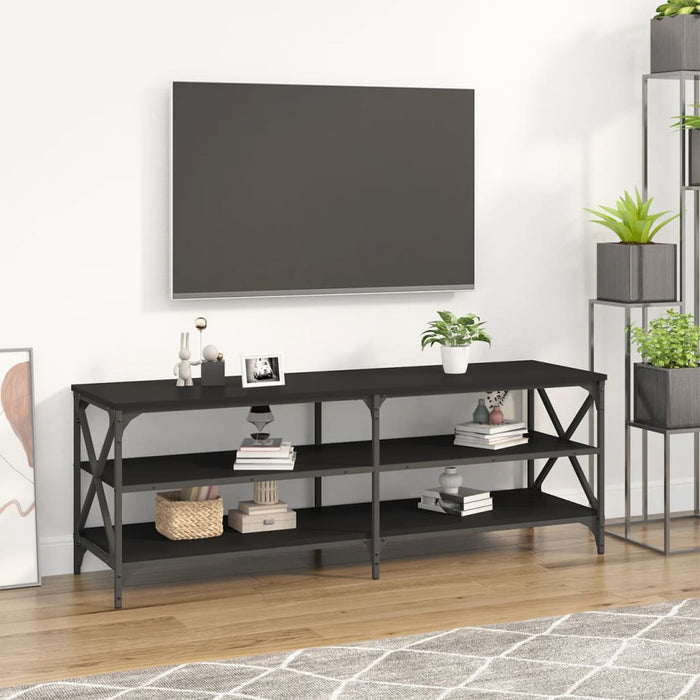 Comodă TV, negru, 140x40x50 cm, lemn prelucrat WALTI