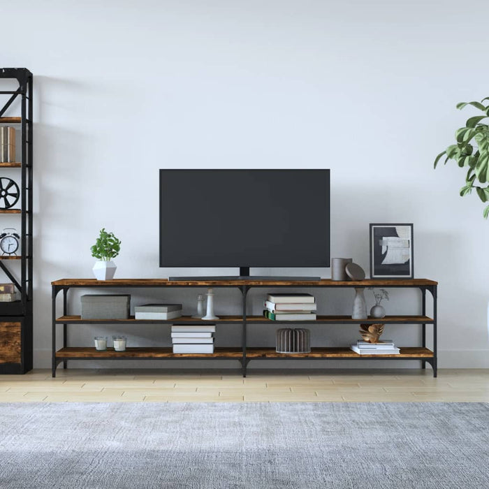 Comodă TV, stejar fumuriu, 200x30x50 cm lemn prelucrat și metal - WALTI WALTI