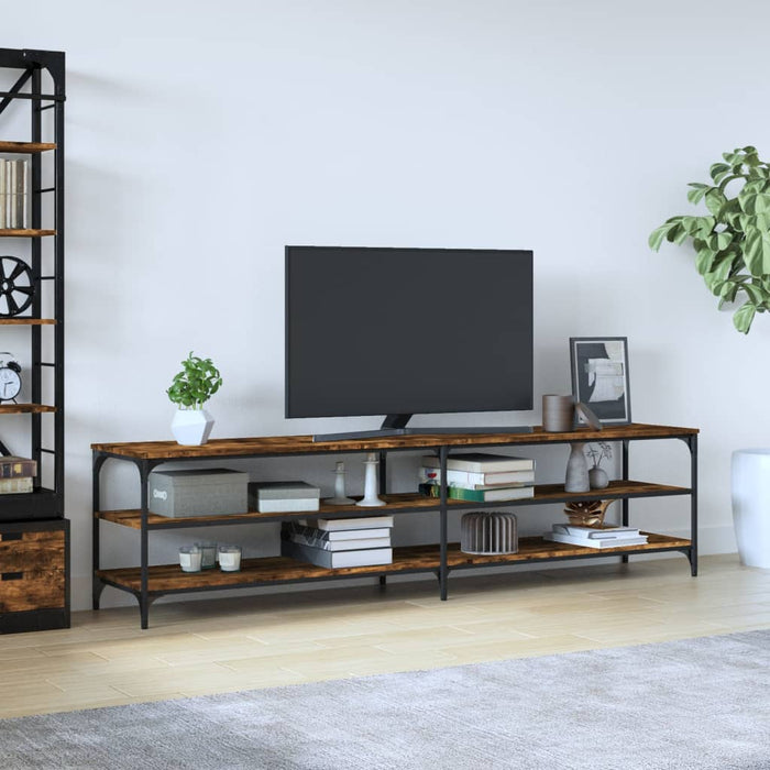 Comodă TV, stejar fumuriu, 200x30x50 cm lemn prelucrat și metal - WALTI WALTI