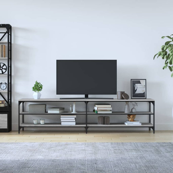 Comodă TV, gri sonoma, 200x30x50 cm, lemn prelucrat și metal - WALTI WALTI