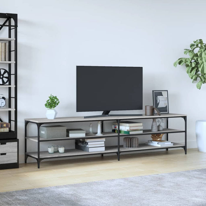 Comodă TV, gri sonoma, 200x30x50 cm, lemn prelucrat și metal - WALTI WALTI