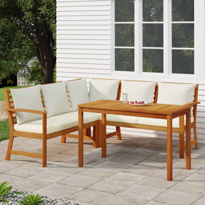 Set mobilier de grădină cu perne, 4 piese, lemn masiv de acacia - WALTI WALTI