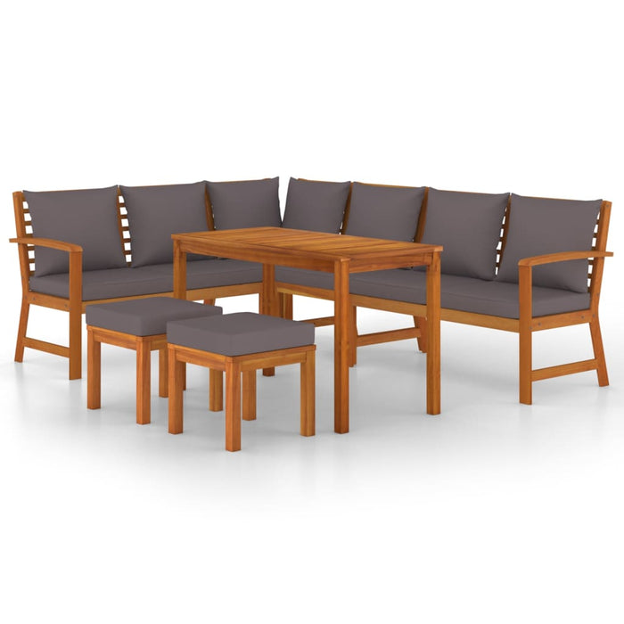 Set mobilier de grădină cu perne, 7 piese, lemn masiv de acacia - WALTI WALTI