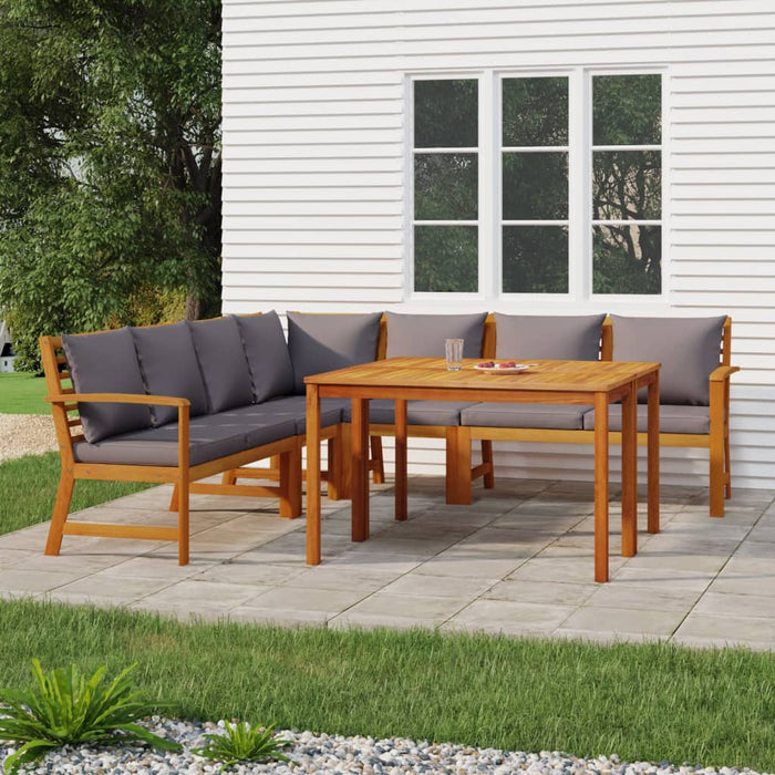 Set mobilier de grădină cu perne, 7 piese, lemn masiv de acacia - WALTI WALTI