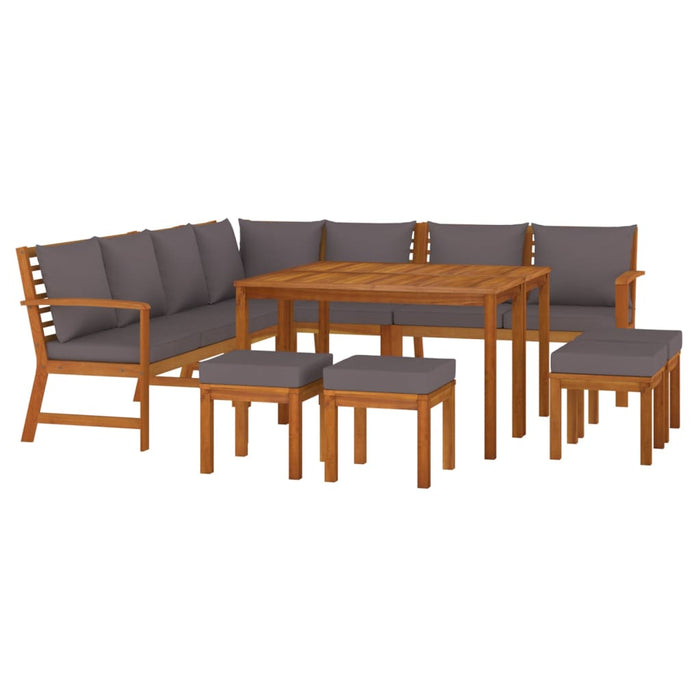 Set mobilier grădină cu perne, 11 piese, lemn masiv de acacia WALTI