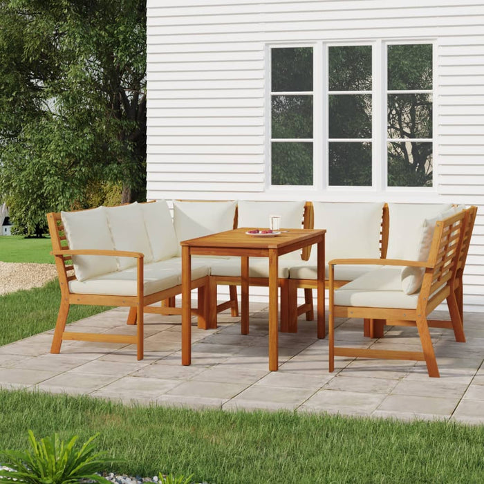 Set mobilier de grădină cu perne, 7 piese, lemn masiv de acacia - WALTI WALTI