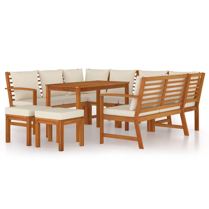 Set mobilier de grădină cu perne, 9 piese, lemn masiv de acacia - WALTI WALTI