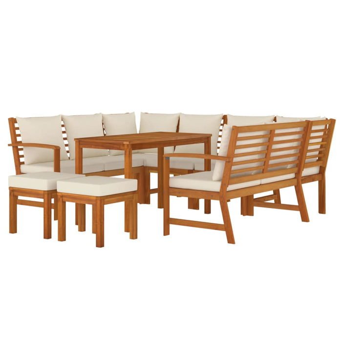Set mobilier de grădină cu perne, 9 piese, lemn masiv de acacia - WALTI WALTI