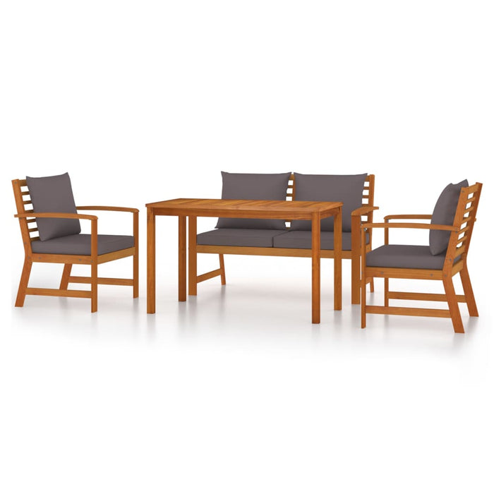 Set mobilier de grădină cu perne, 4 piese, lemn masiv de acacia - WALTI WALTI