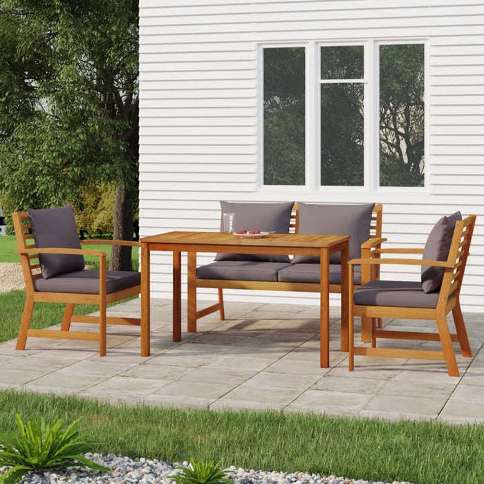 Set mobilier de grădină cu perne, 4 piese, lemn masiv de acacia - WALTI WALTI