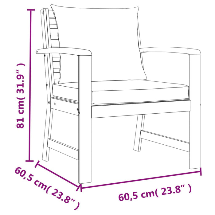 Set mobilier de grădină cu perne, 9 piese, lemn masiv de acacia - WALTI WALTI