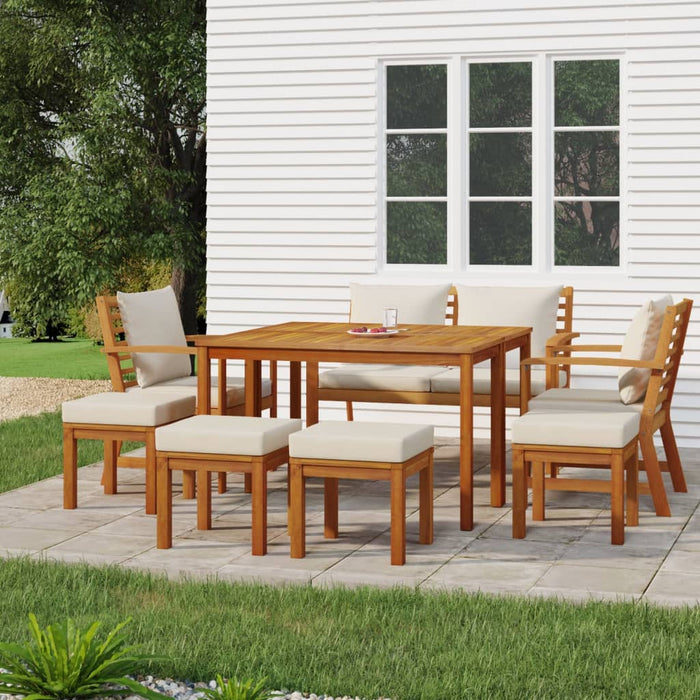 Set mobilier de grădină cu perne, 9 piese, lemn masiv de acacia - WALTI WALTI