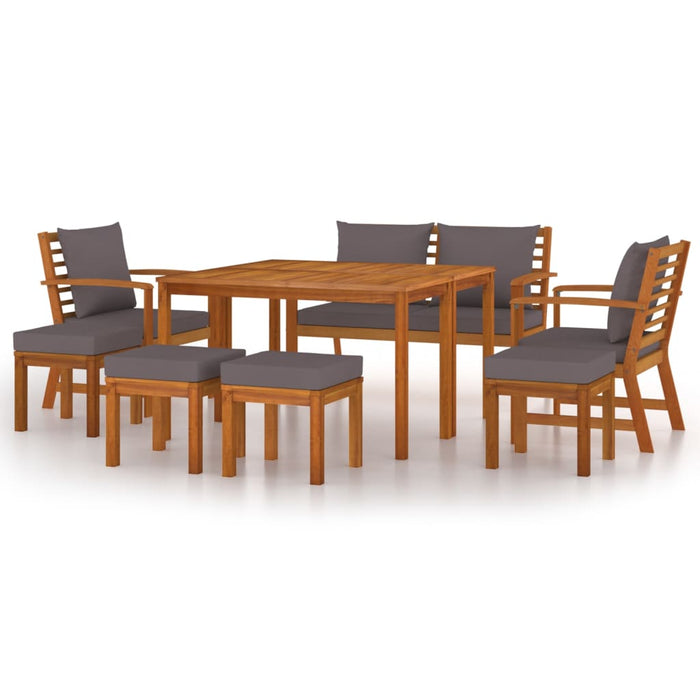 Set mobilier de grădină cu perne, 9 piese, lemn masiv de acacia - WALTI WALTI