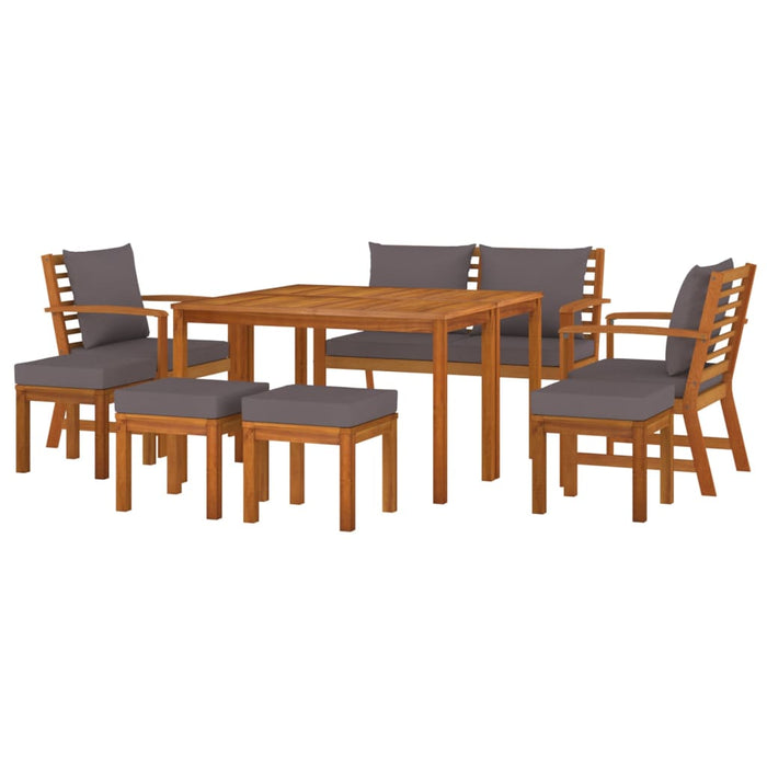 Set mobilier de grădină cu perne, 9 piese, lemn masiv de acacia - WALTI WALTI