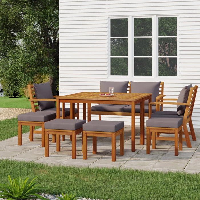 Set mobilier de grădină cu perne, 9 piese, lemn masiv de acacia - WALTI WALTI