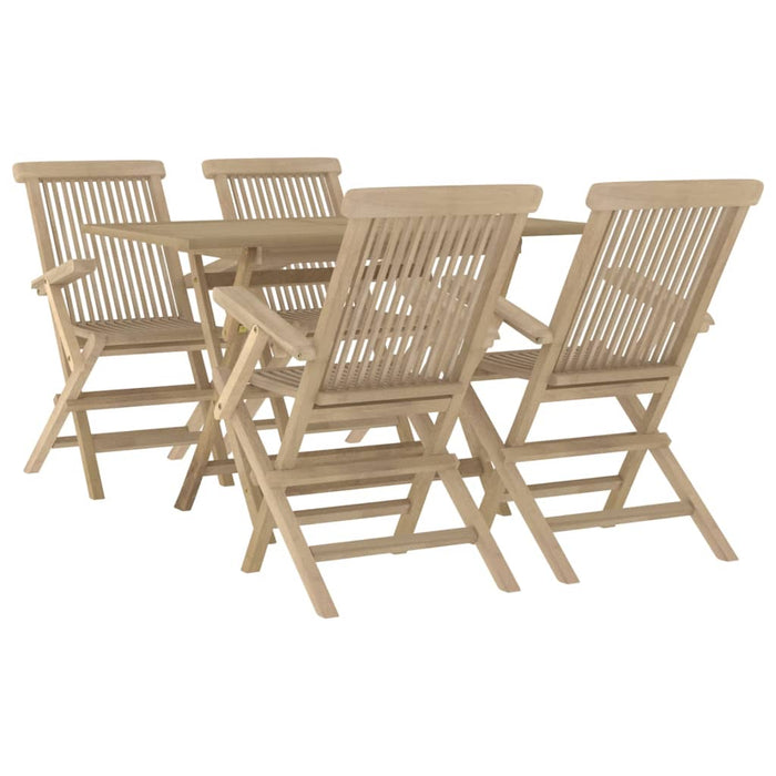 Set mobilier de grădină, 5 piese, gri, lemn masiv de tec - WALTI WALTI