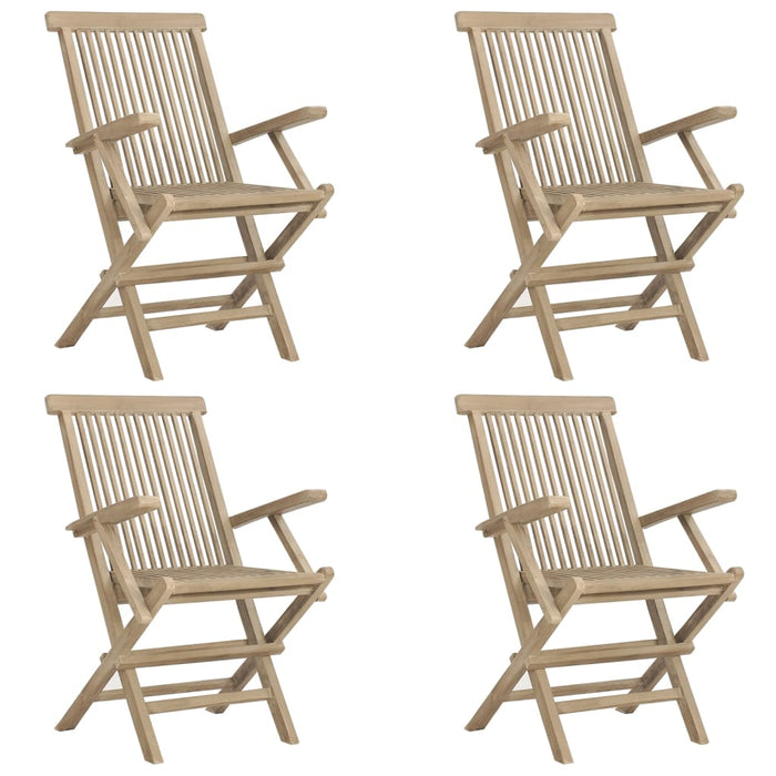 Set mobilier de grădină, 5 piese, gri, lemn masiv de tec - WALTI WALTI