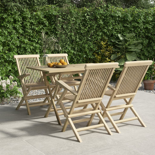 Set mobilier de grădină, 5 piese, gri, lemn masiv de tec - WALTI WALTI