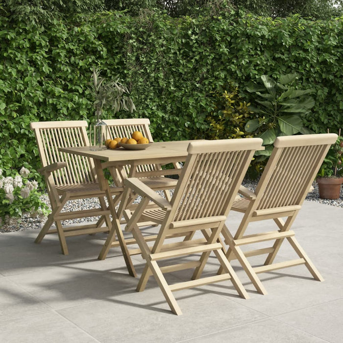 Set mobilier de grădină, 5 piese, gri, lemn masiv de tec - WALTI WALTI