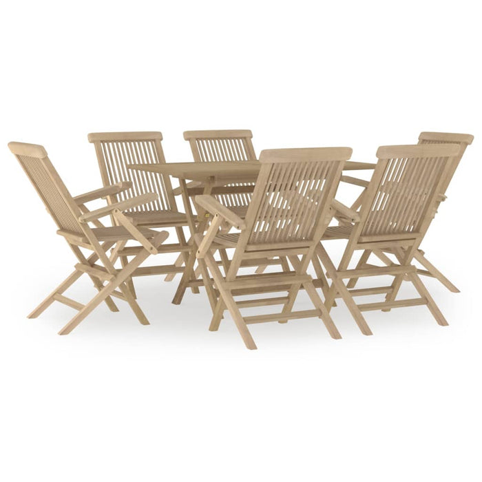 Set mobilier de grădină, 7 piese, gri, lemn masiv de tec - WALTI WALTI