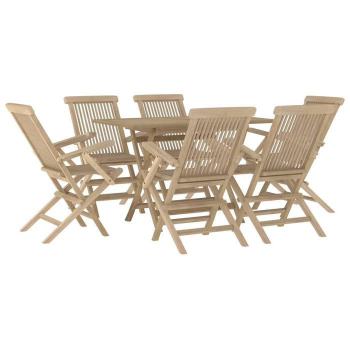 Set mobilier de grădină, 7 piese, gri, lemn masiv de tec - WALTI WALTI