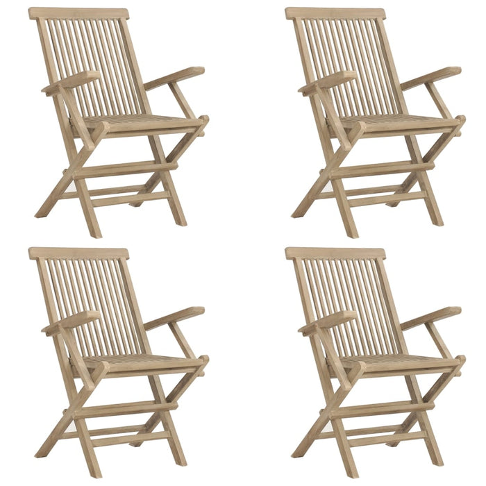 Scaune de grădină pliante 4 buc. gri 56x61x89 cm lemn masiv tec - WALTI WALTI