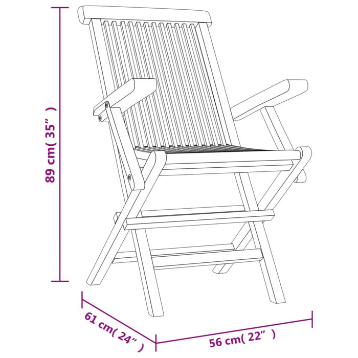 Scaune de grădină pliante 4 buc. gri 56x61x89 cm lemn masiv tec - WALTI WALTI