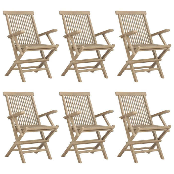 Scaune de grădină pliante 6 buc. gri 56x61x89 cm lemn masiv tec - WALTI WALTI