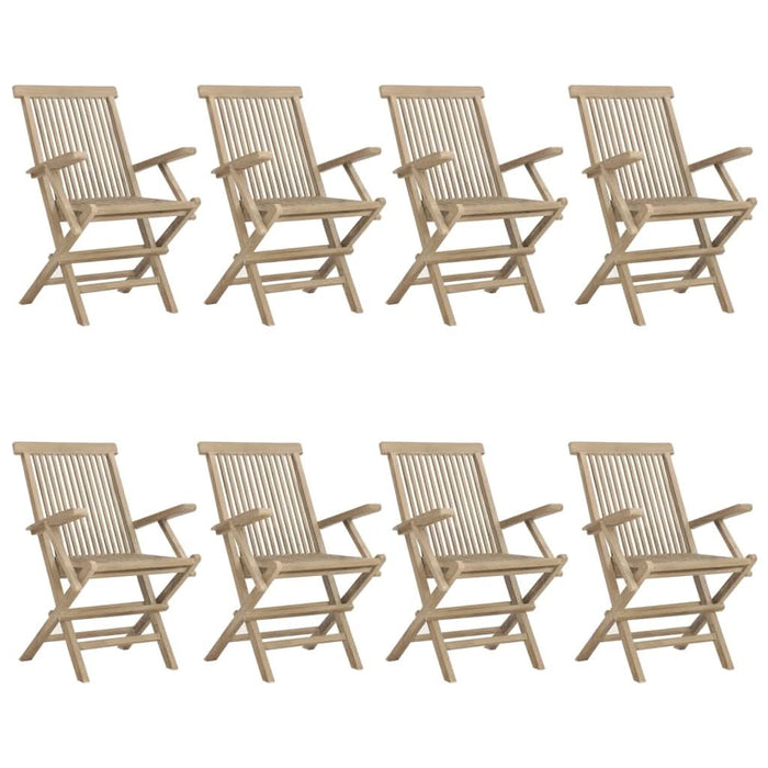 Scaune de grădină pliante 8 buc. gri 56x61x89 cm lemn masiv tec - WALTI WALTI