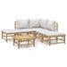 Set mobilier de grădină cu perne gri deschis, 6 piese, bambus - WALTI WALTI