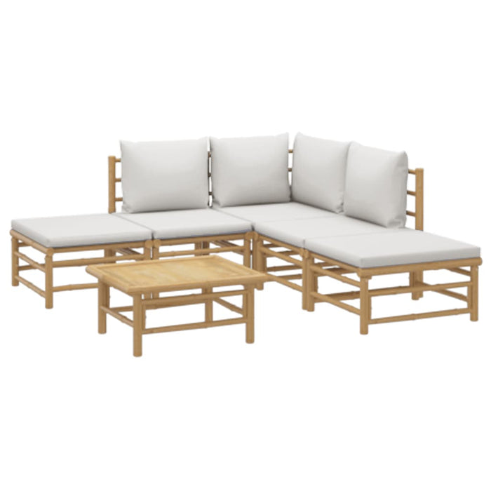 Set mobilier de grădină cu perne gri deschis, 6 piese, bambus - WALTI WALTI