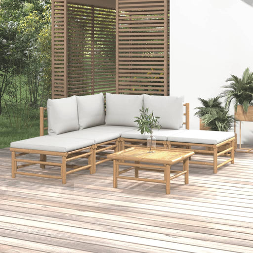 Set mobilier de grădină cu perne gri deschis, 6 piese, bambus - WALTI WALTI