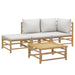 Set mobilier de grădină cu perne gri deschis, 4 piese, bambus - WALTI WALTI