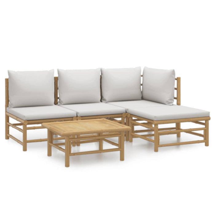 Set mobilier de grădină cu perne gri deschis, 5 piese, bambus - WALTI WALTI