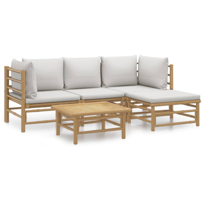 Set mobilier de grădină cu perne gri deschis, 5 piese, bambus - WALTI WALTI