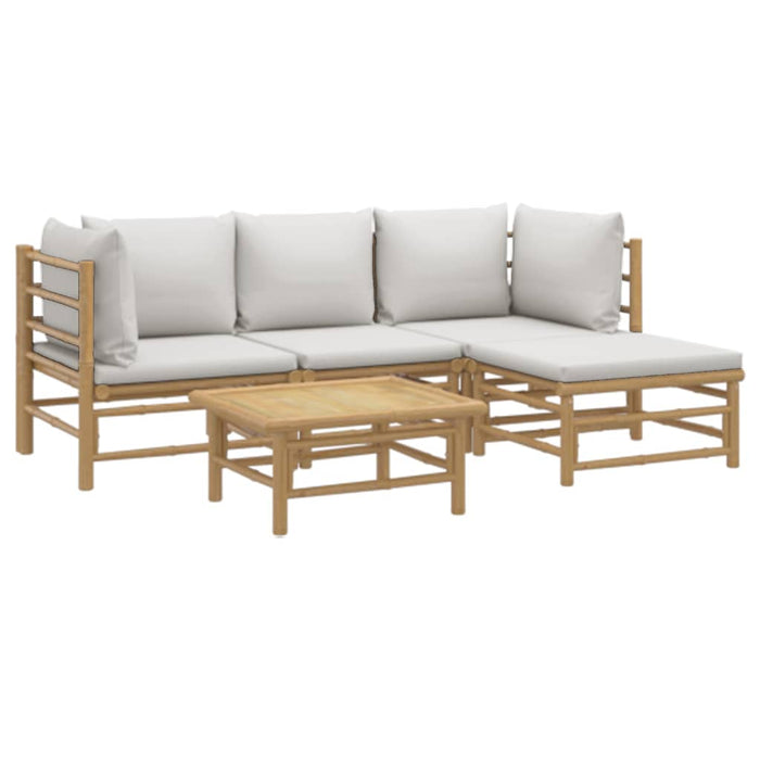 Set mobilier de grădină cu perne gri deschis, 5 piese, bambus - WALTI WALTI