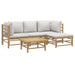 Set mobilier de grădină cu perne gri deschis, 5 piese, bambus - WALTI WALTI