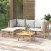 Set mobilier de grădină cu perne gri deschis, 5 piese, bambus - WALTI WALTI